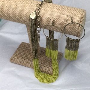 MultiStrand Chainlink Necklace and Chainlink Tassel Earrings